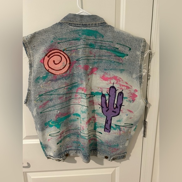 Vintage Painted Denim Vest - Picture 8 of 14